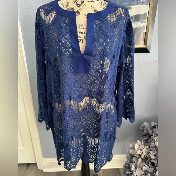 Royal Blue Gracewear Lace Tunic - Picture 1 of 7